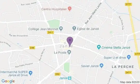 Localisation Banque Populaire Agence de Janzé
