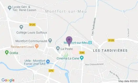 Localisation Banque Populaire Agence de Montfort sur Meu