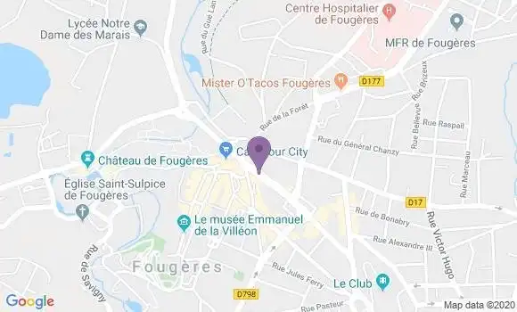 Localisation Banque Populaire Agence de Fougères