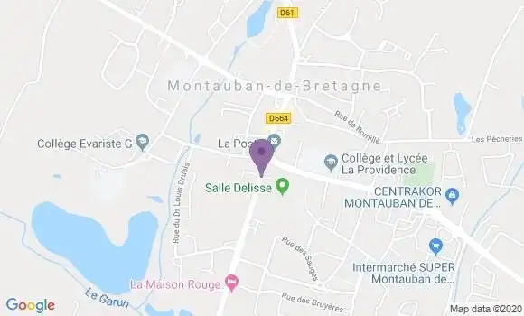 Localisation Banque Populaire Agence de Montauban de Bretagne