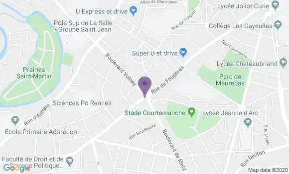 Localisation Banque Populaire Agence de Rennes Octroi