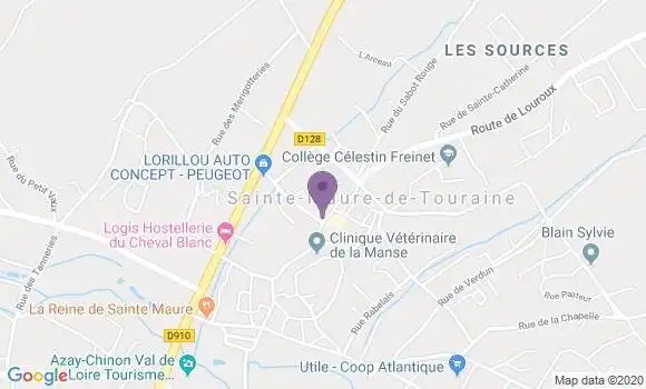 Localisation Banque Populaire Agence de Sainte Maure de Touraine