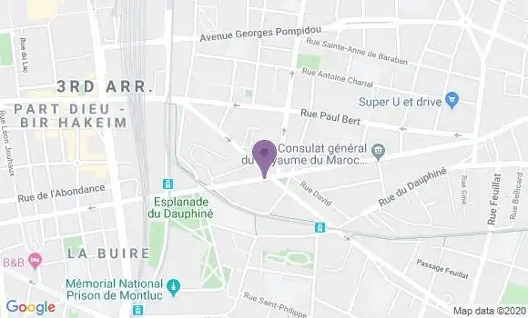 Localisation LCL Agence de Lyon Lacassagne