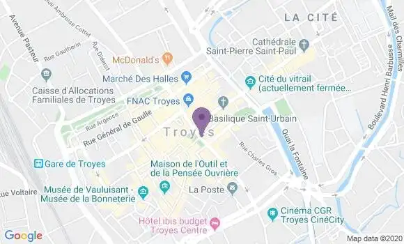 Localisation Société Générale Agence de Troyes