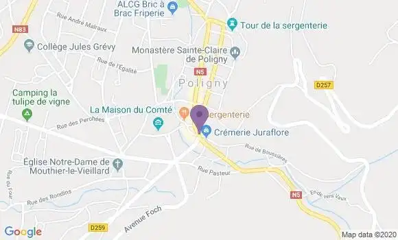 Localisation Banque Populaire Agence de Poligny