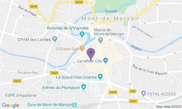 Localisation Banque Populaire Agence de Mont de Marsan