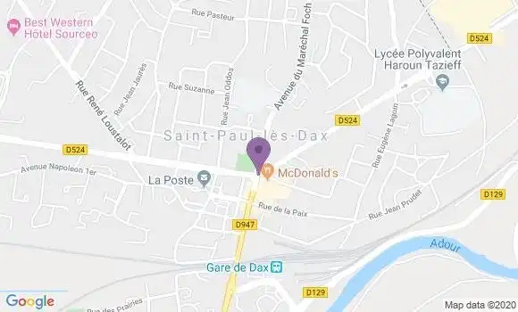 Localisation Banque Populaire Agence de Saint Paul lès Dax