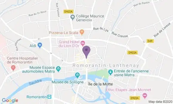 Localisation Banque Populaire Agence de Romorantin Lanthenay
