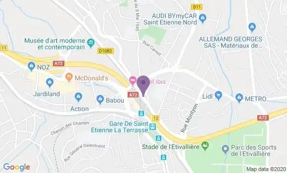 Localisation Banque Populaire Agence de Saint Etienne la Terrasse