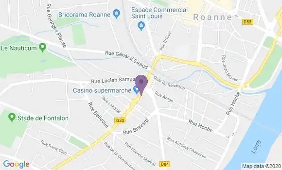 Localisation Banque Populaire Agence de Roanne Faubourg Clermont