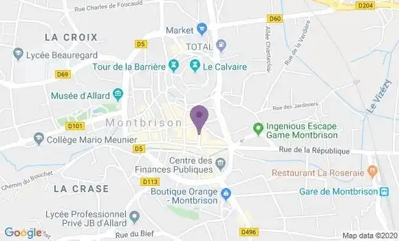 Localisation Banque Populaire Agence de Montbrison