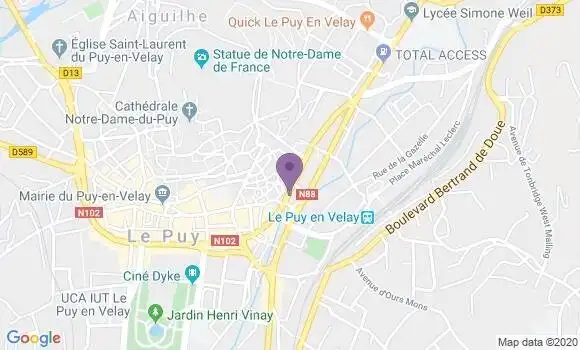 Localisation Banque Populaire Agence de Le Puy en Velay Verveine