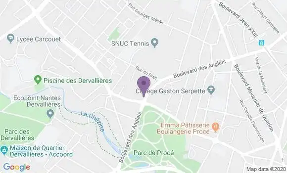 Localisation Banque Populaire Agence de Nantes Parc de Proce