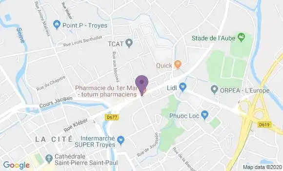 Localisation Société Générale Agence de Troyes 1er Mai
