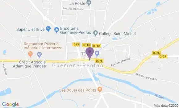 Localisation Banque Populaire Agence de Guémené Penfao