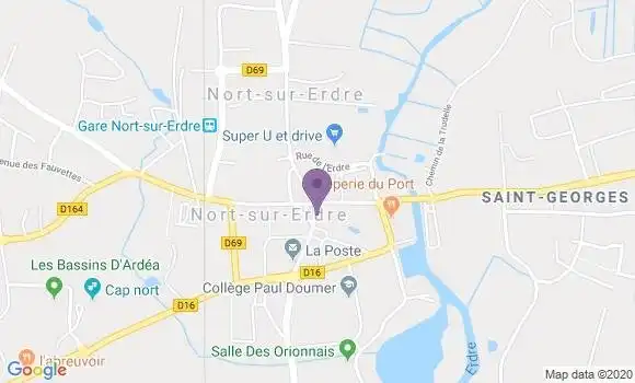 Localisation Banque Populaire Agence de Nort sur Erdre
