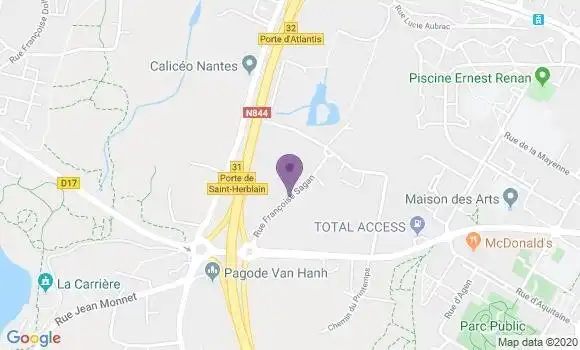 Localisation Banque Populaire Agence de Nantes Yris Saint Herblain