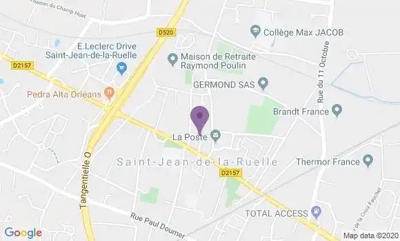 Localisation Banque Populaire Agence de Saint Jean de la Ruelle