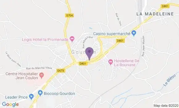 Localisation Banque Populaire Agence de Gourdon