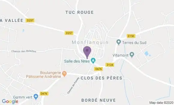 Localisation Banque Populaire Agence de Monflanquin