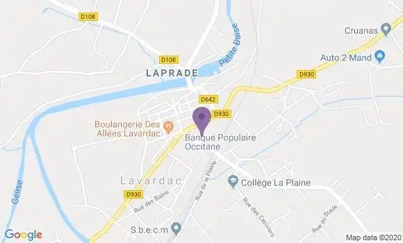 Localisation Banque Populaire Agence de Lavardac