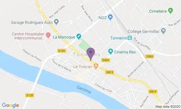 Localisation Banque Populaire Agence de Tonneins