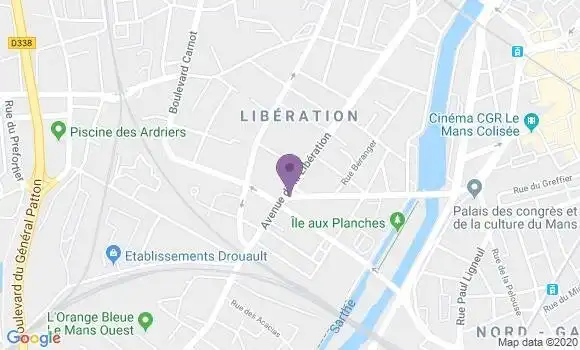 Localisation LCL Agence de Le Mans Patis Saint Laz