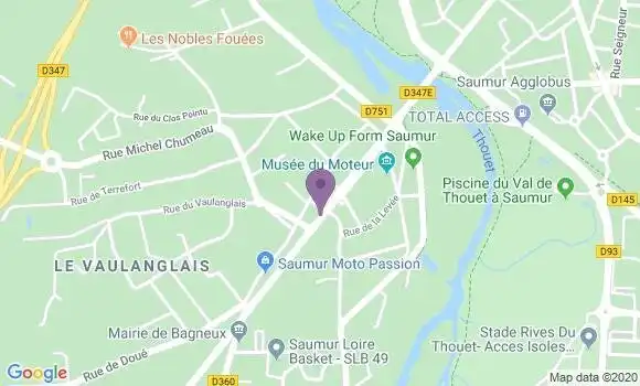 Localisation Banque Populaire Agence de Saumur Bagneux