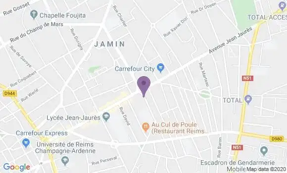 Localisation Banque Populaire Agence de Reims Carteret