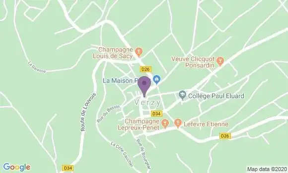 Localisation Banque Populaire Agence de Verzy