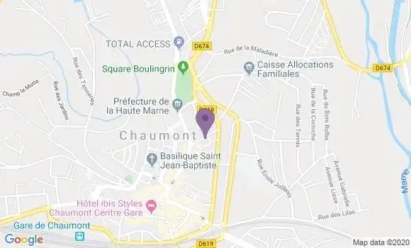 Localisation Banque Populaire Agence de Chaumont