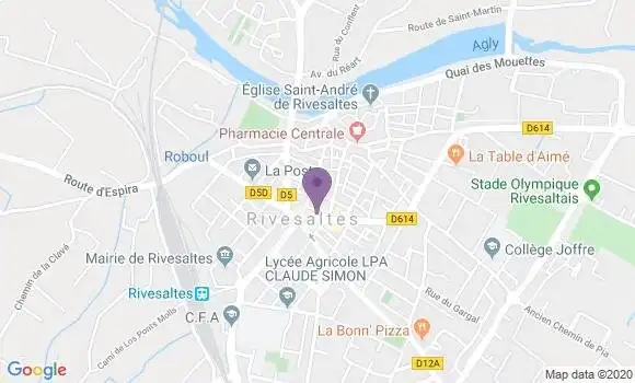 Localisation LCL Agence de Rivesaltes