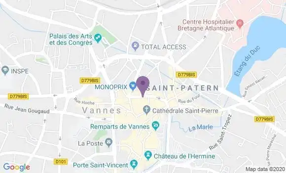Localisation Banque Populaire Agence de Vannes Mené