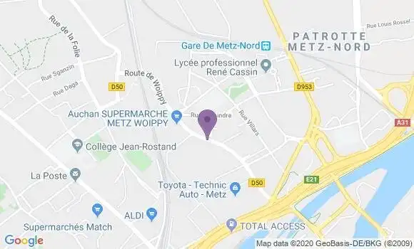 Localisation Banque Populaire Agence de Metz Nord