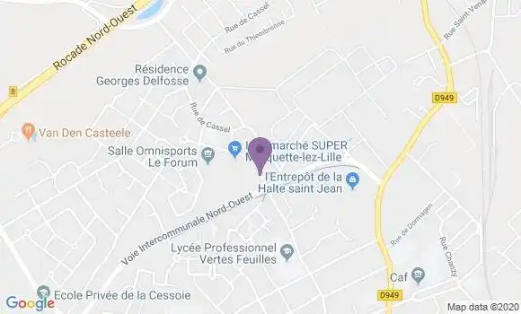 Localisation LCL Agence de Marquette lez Lille