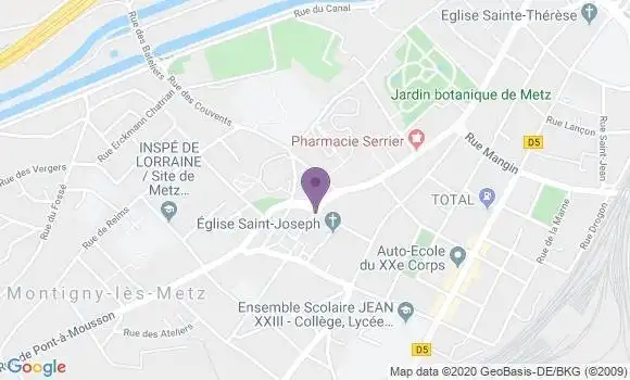 Localisation Banque Populaire Agence de Montigny lès Metz Franiatte