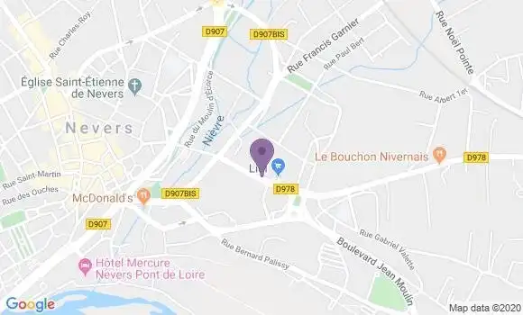Localisation Banque Populaire Agence de Nevers Mouësse