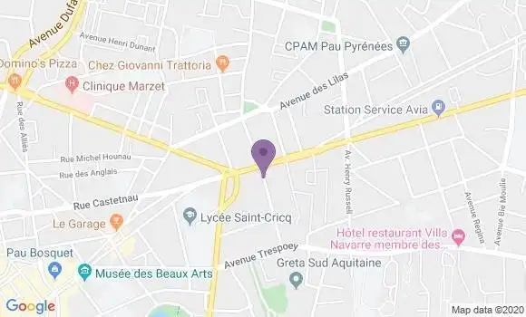 Localisation LCL Agence de Pau Thiers