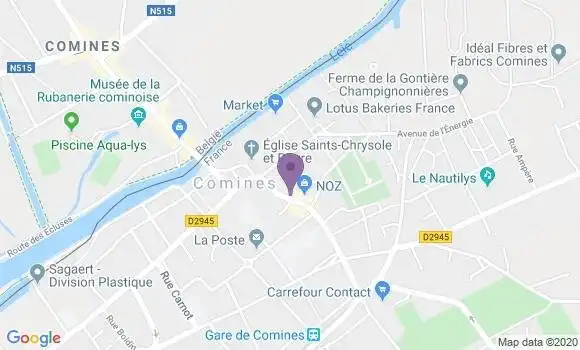 Localisation Banque Populaire Agence de Comines