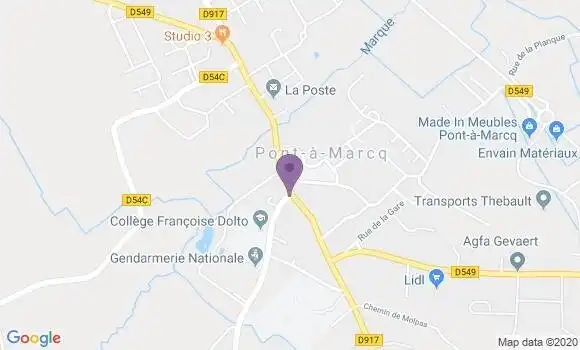 Localisation Banque Populaire Agence de Pont à Marcq
