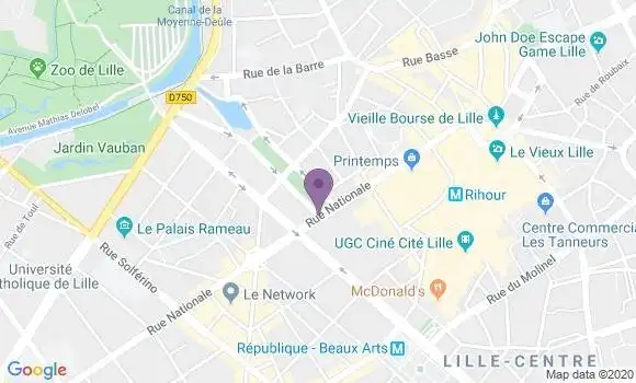 Localisation Banque Populaire Agence de Lille Nationale