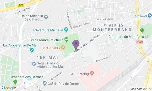 Localisation Banque Populaire Agence de Clermont Ferrand Carmes