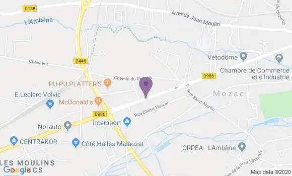 Localisation Banque Populaire Agence de Mozac