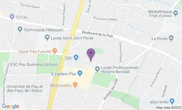 Localisation Banque Populaire Agence de Pau