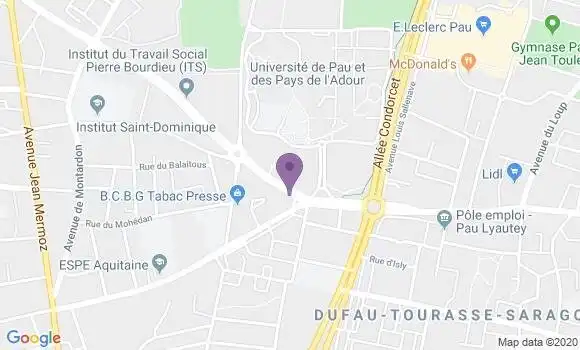 Localisation Banque Populaire Agence de Pau Tourasse
