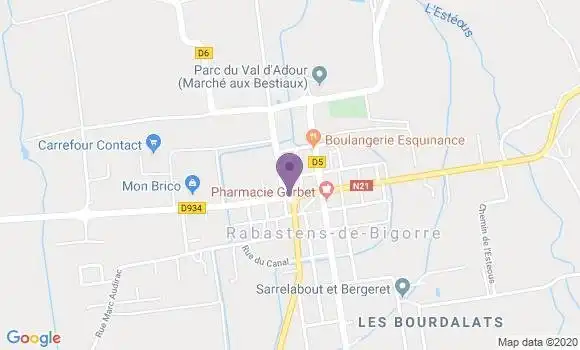 Localisation Banque Populaire Agence de Rabastens de Bigorre
