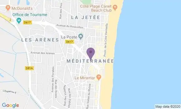 Localisation Banque Populaire Agence de Canet Plage