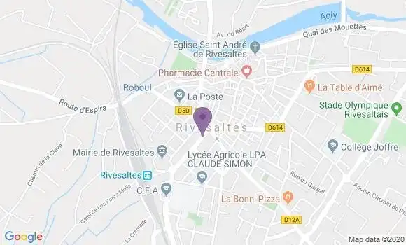 Localisation Banque Populaire Agence de Rivesaltes