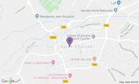 Localisation Banque Populaire Agence de Saint Cyprien Plage