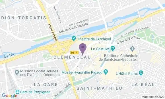 Localisation Banque Populaire Agence de Perpignan Clémenceau